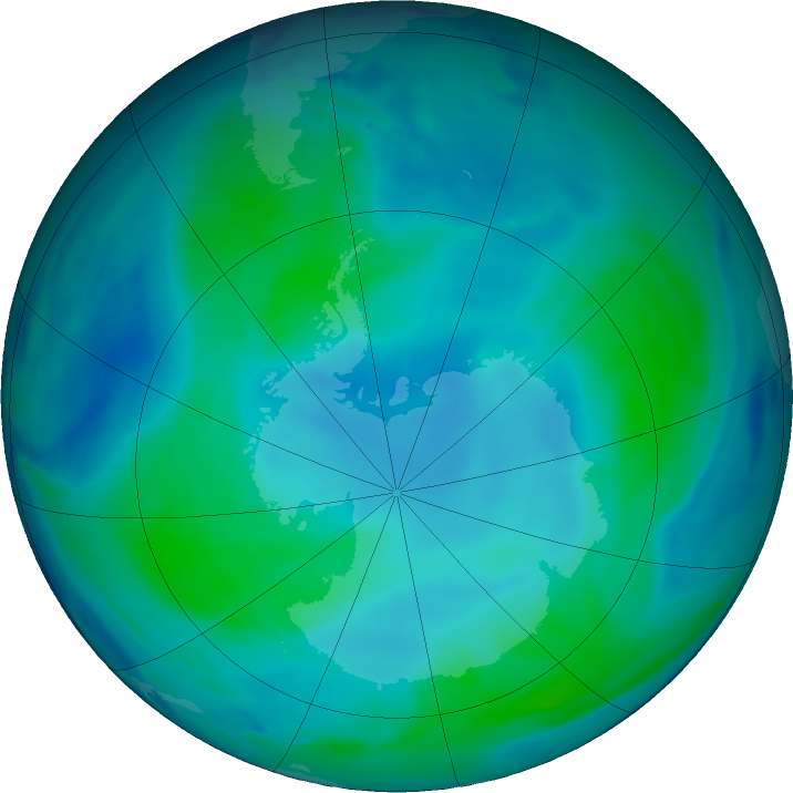 Antarctic ozone map for 12 February 2023